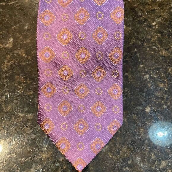 CM Gold Series Other - CM Gold Series Men's Purple Floral Silk Tie Long Elegant Classic